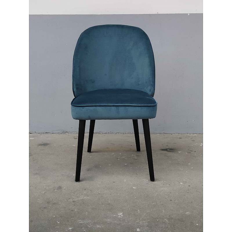 Dining Chair Olivia In Petrol Blue, Audrey Blue Velvet Tufted Dining Chair
