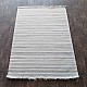Hand Woven Viscose Rug With Fringe in Grey-Silver