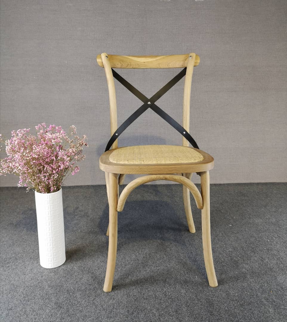 Natural Cross Back Solid Oak Dining Chair