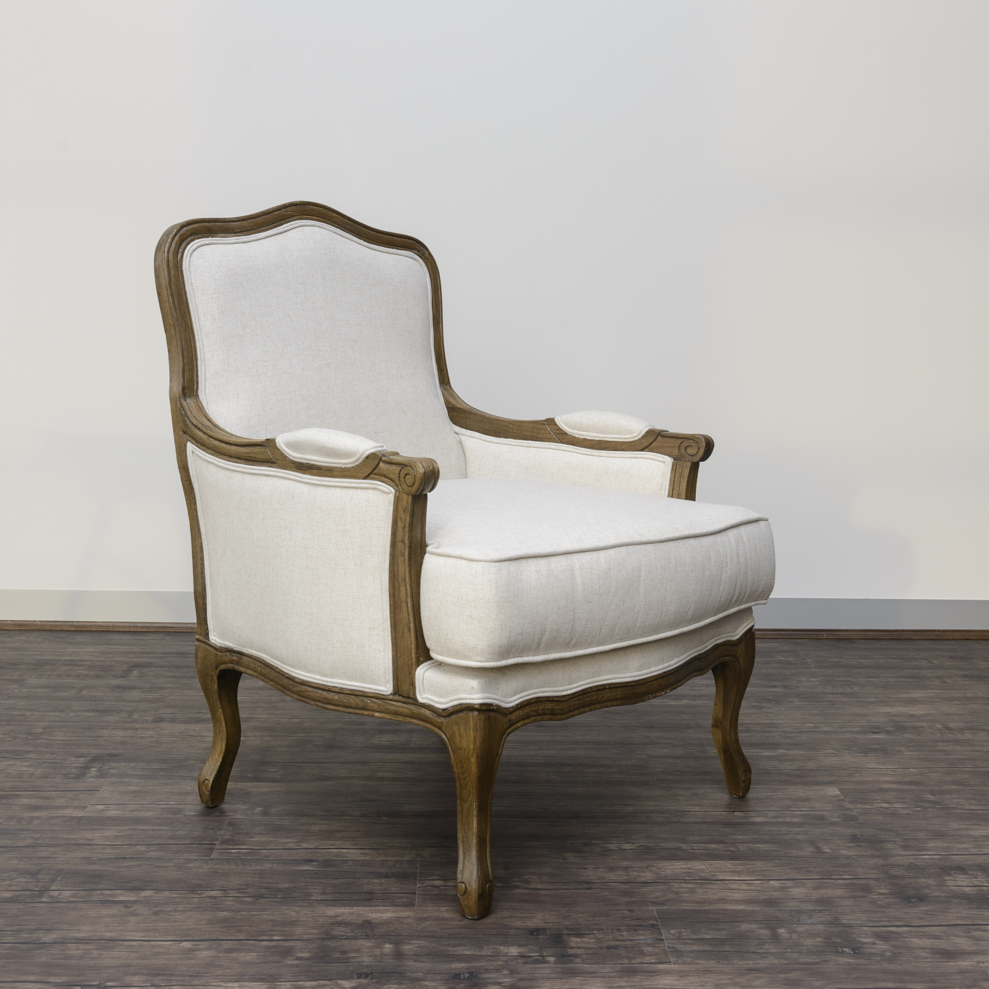 Accent chair “Ludwig” in Cream Linen-Blend Fabric