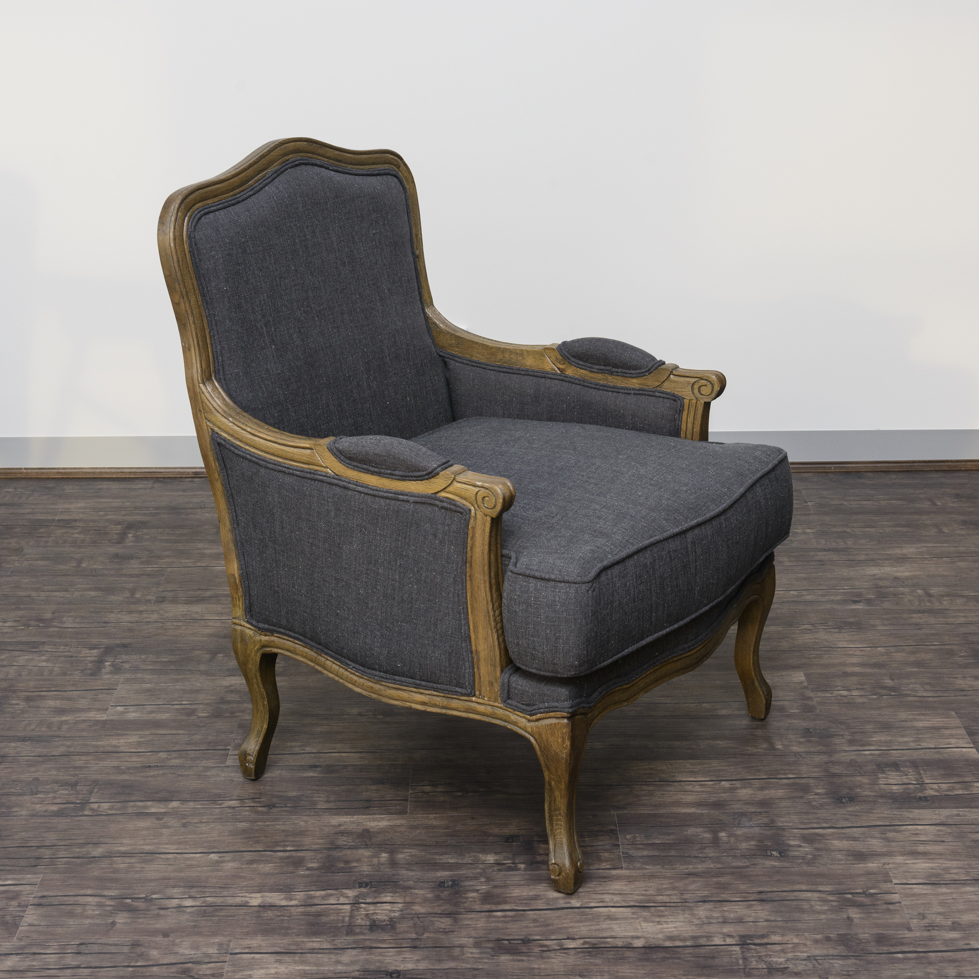 Accent chair “Ludwig” in Dark Grey Linen-Blend Fabric