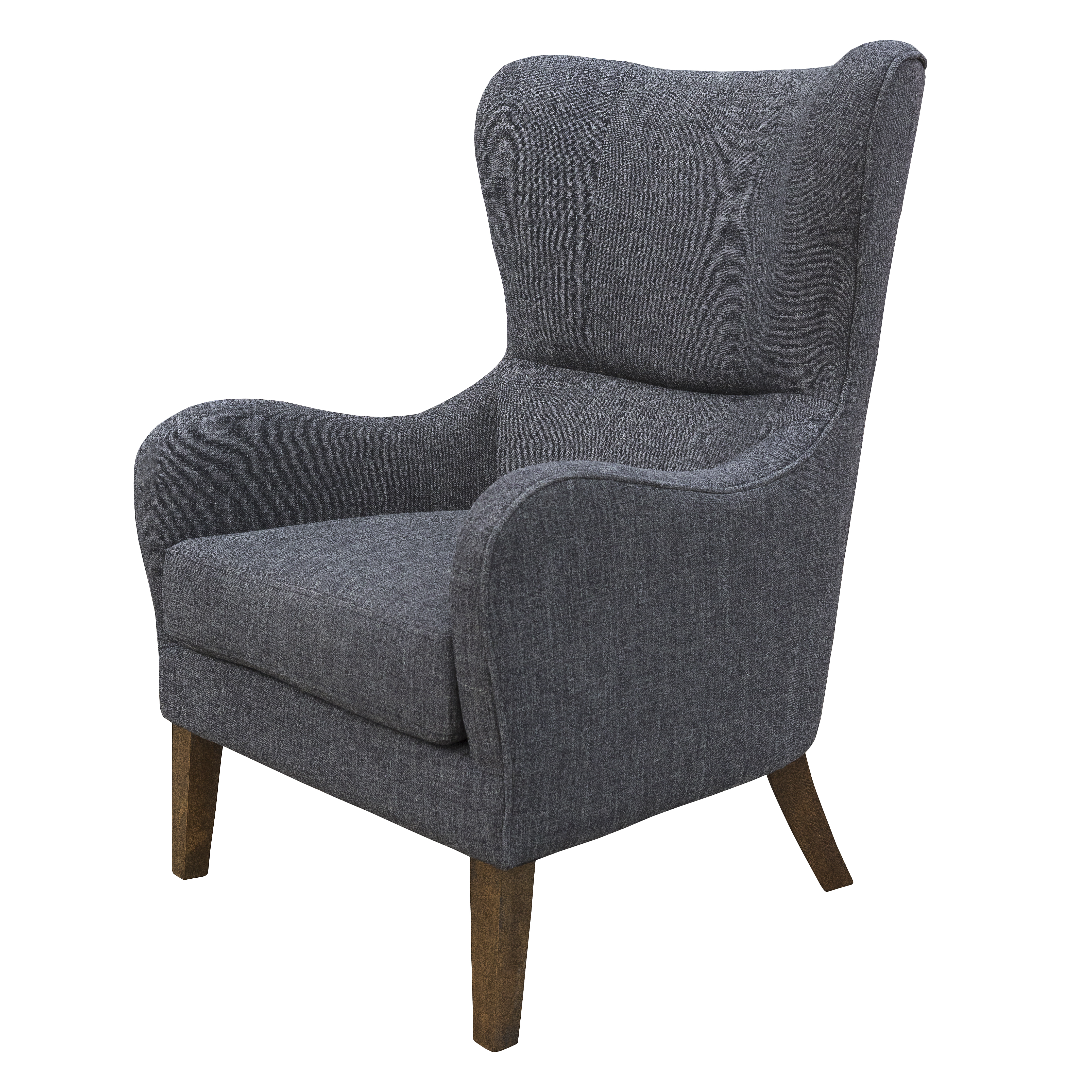 Accent chair “Victoria” in Dark Grey Linen-Blend Fabric