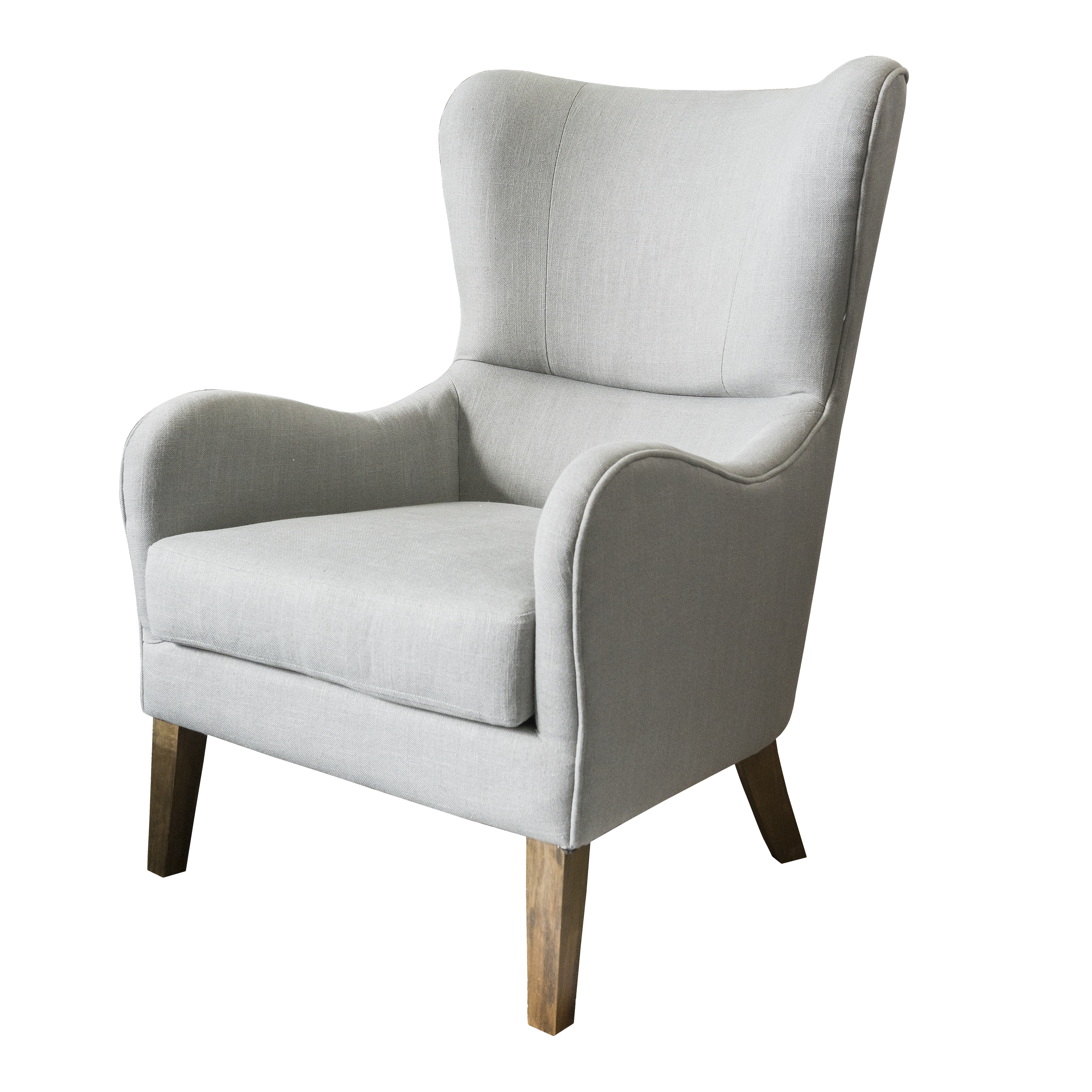 Accent chair “Victoria” in Light Grey Linen-Blend Fabric