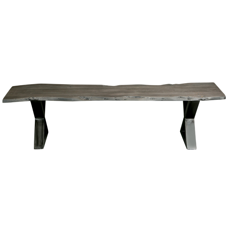 Timber And Metal Bench Dev in Grey/Silver