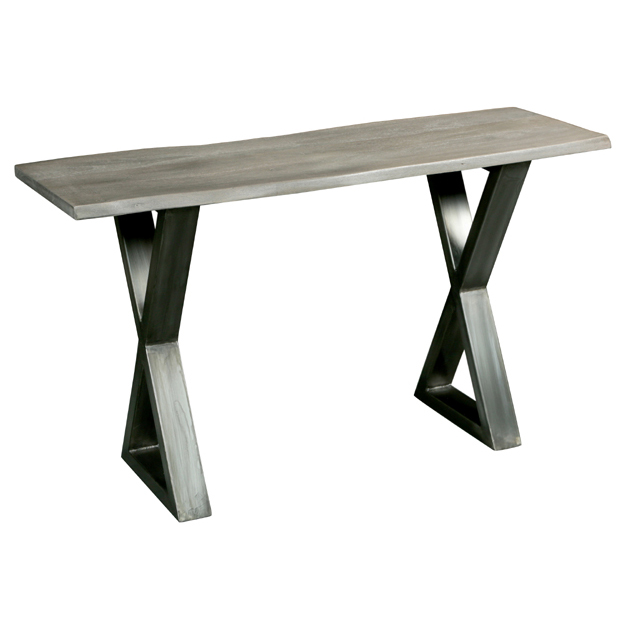Timber And Metal Console Table Dev in Grey/Silver