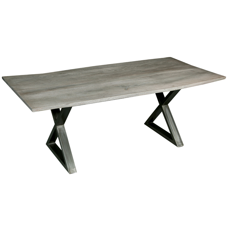 Timber And Metal Dining Table Dev Grey/Silver