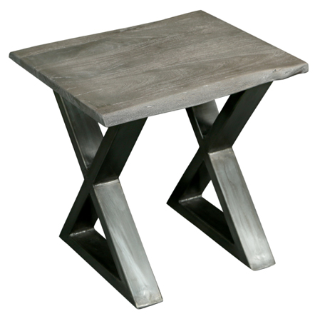 Timber And Metal End Table Dev Grey/Silver
