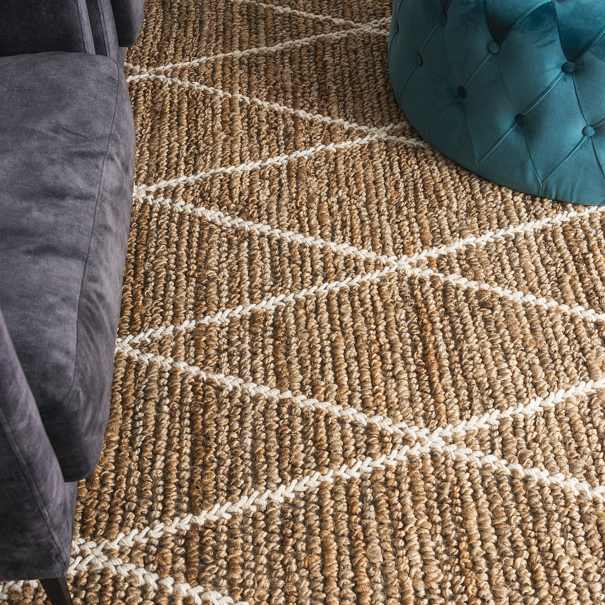 Jute Rug "Aranda" in Natural/White - KZ1184ARNDANATWHT