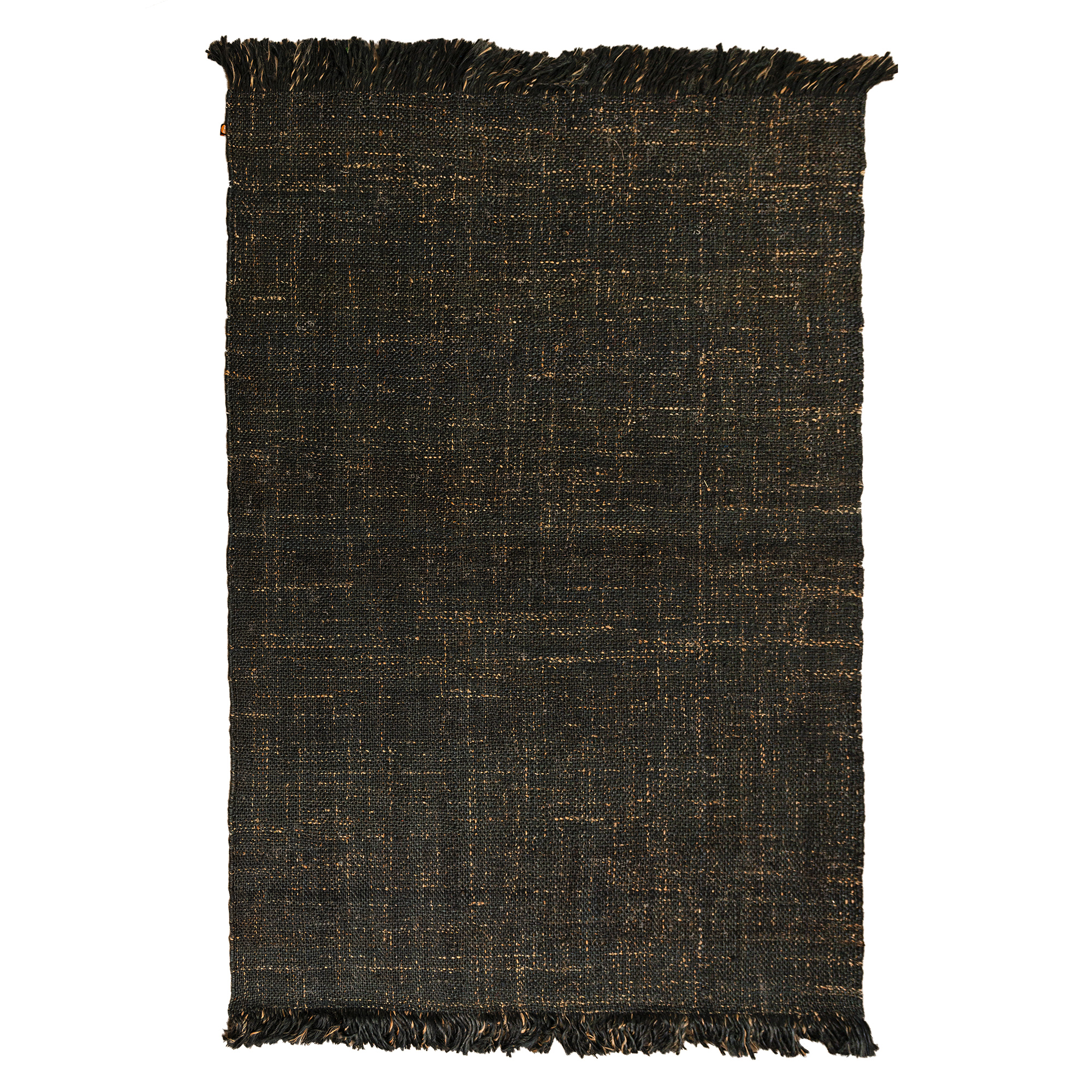 Handwoven Jute Rug With Fringe in Black - RIHWJBLK