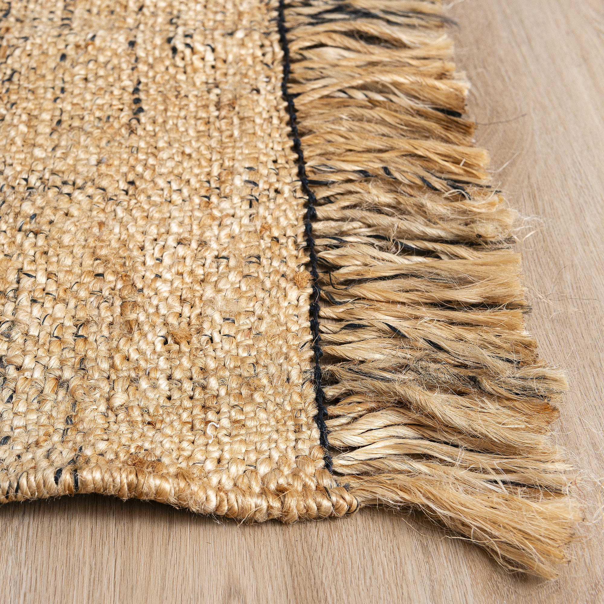 Jute Flatweave Handwoven Rug  With Fringe - RIHWJNAT