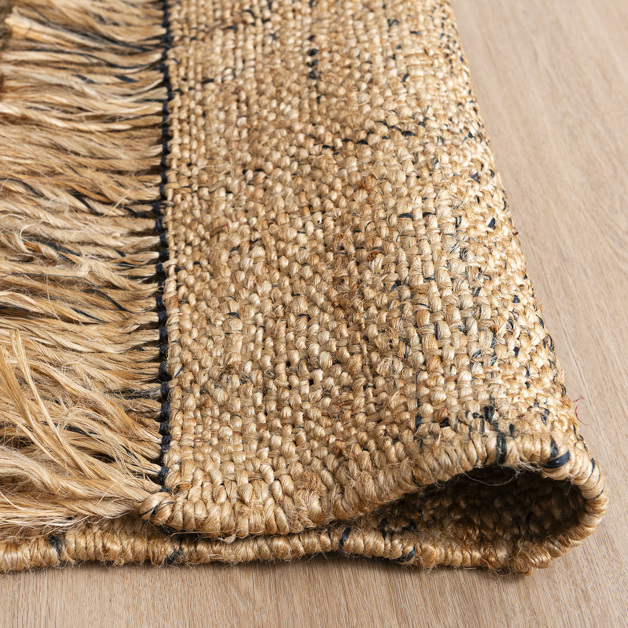 Jute Flatweave Handwoven Rug  With Fringe - RIHWJNAT