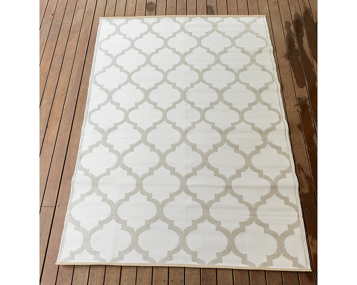 150x220cm Silver/White Outdoor Alfresco polypropylene washable uv resistant rug - OUT150D