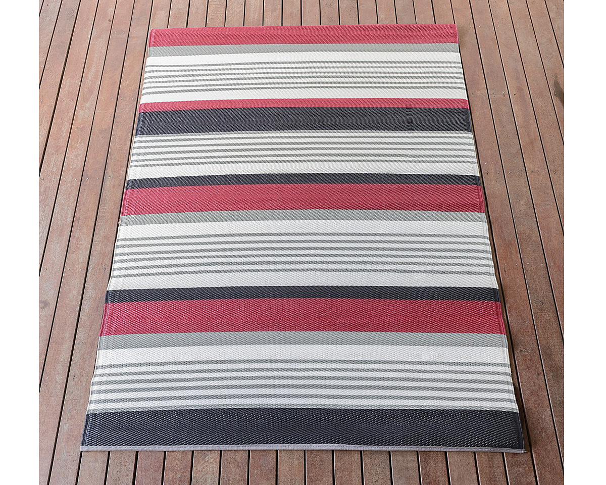 150x220cm Red/White/Black Outdoor Alfresco polypropylene washable uv resistant rug - OUT150H