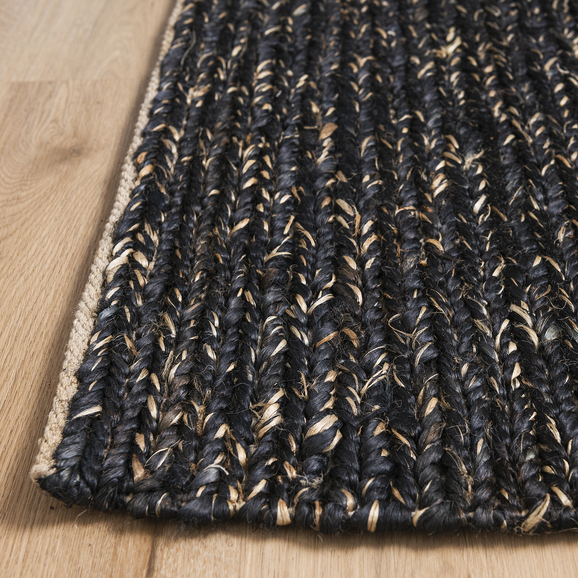 Jute Rug "Someg" in Black - SOMEGBLK