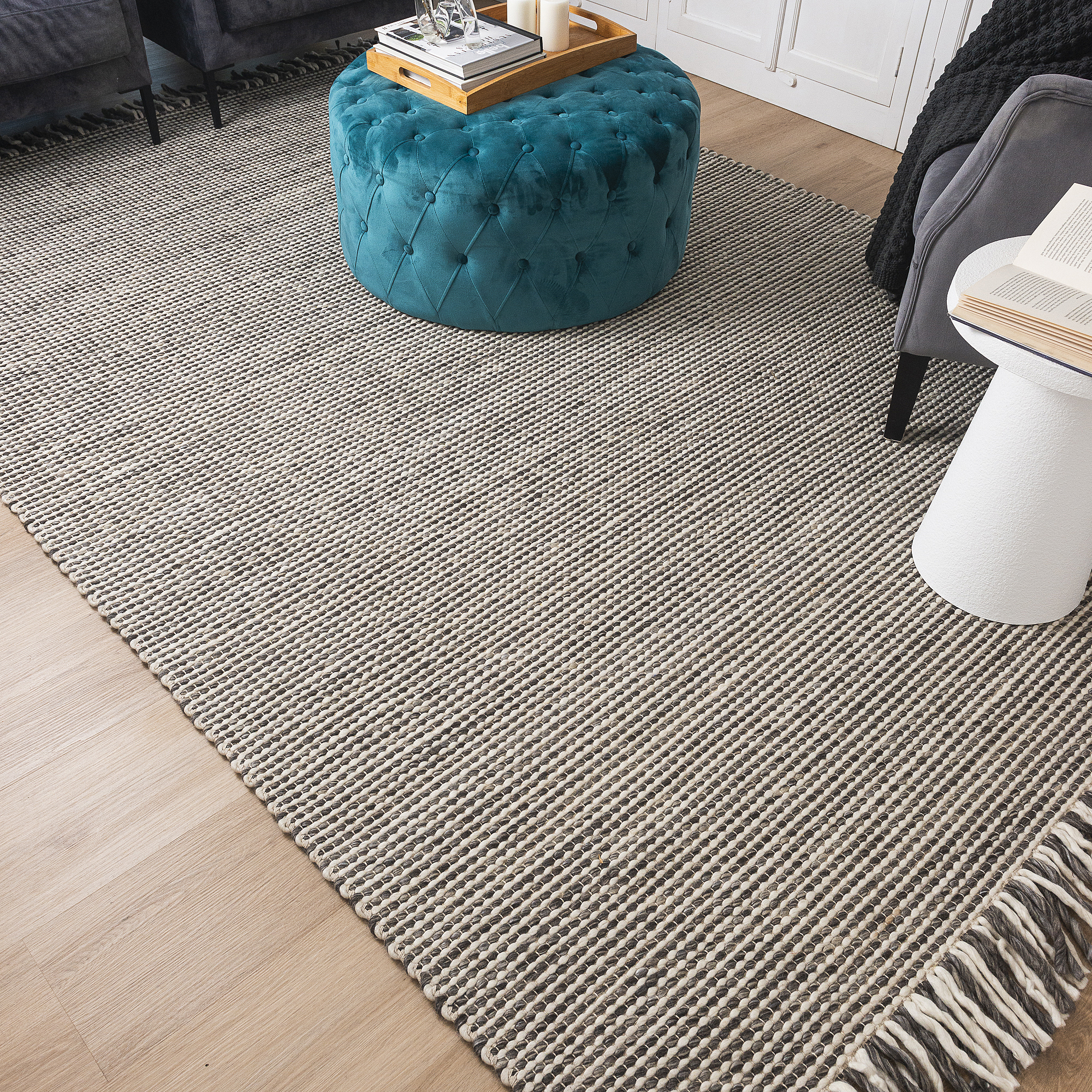 Hand Woven Wool Blend Rug - Lorne Ivory - LALORNIVR