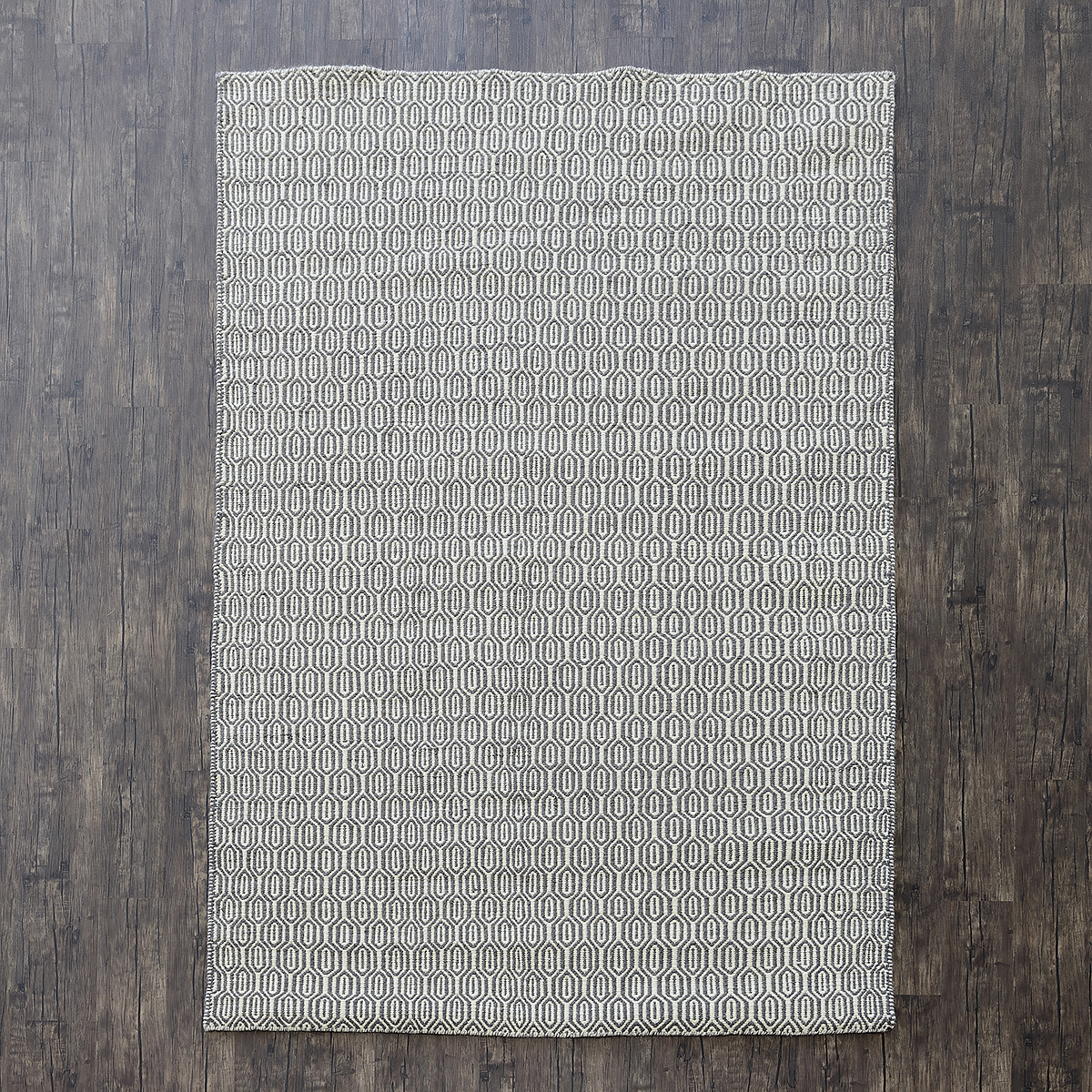 Wool Kilim Rug Marrakesh Honeycomb in Grey