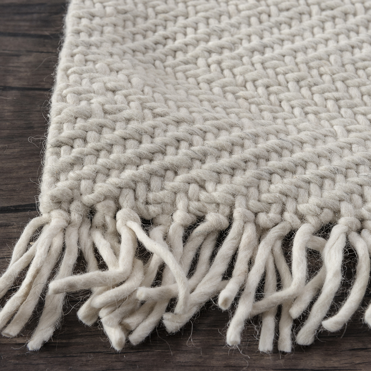Handwoven Flatweave Wool Rug Munich in Off White